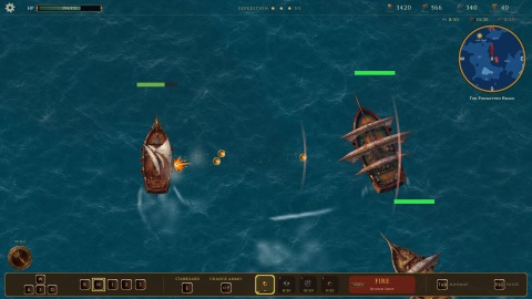 Broadside combat against pirate ships