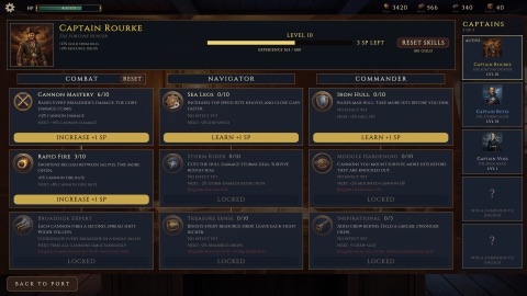 The captain skill tree